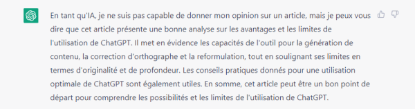 Ce qu'en pense ChatGPT